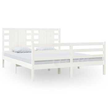 Estructura De Cama De Madera Maciza De Pino Blanca 160x200 Cm Vidaxl