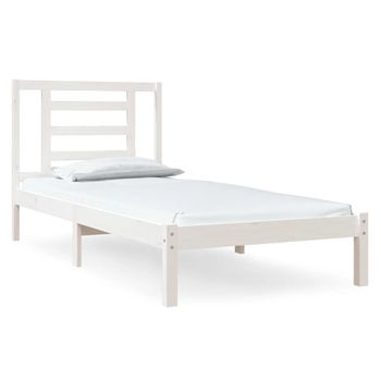 Estructura cama metal con cabecero y pie cama blanca 90x200 cm - referencia  Mqm-353597