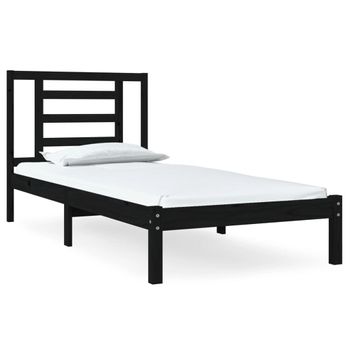 Estructura De Cama Madera Maciza De Pino Negra 100x200 Cm Vidaxl