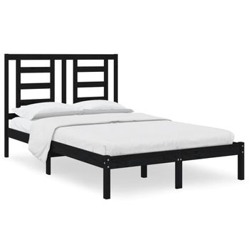 Estructura De Cama Madera Maciza De Pino Negro 120x200 Cm Vidaxl