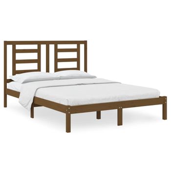 Estructura De Cama Madera Maciza De Pino Marrón Miel 140x200 Cm Vidaxl