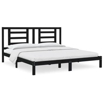 Estructura De Cama De Madera Maciza De Pino Negro 200x200 Cm Vidaxl