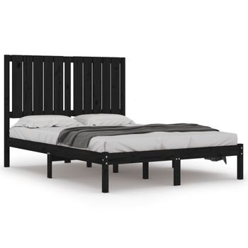 Estructura De Cama Madera Maciza Negra 120x190 Cm Vidaxl