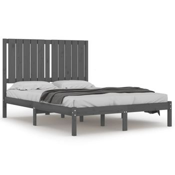 Estructura De Cama Madera Maciza De Pino Gris 120x200 Cm Vidaxl