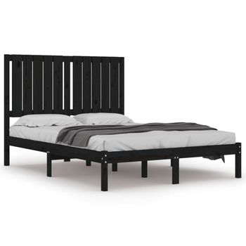 Estructura De Cama Madera Maciza De Pino Negra 120x200 Cm Vidaxl