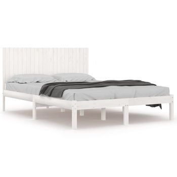 Estructura De Cama Madera Maciza De Pino Blanco 200x200 Cm Vidaxl