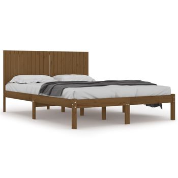 Estructura De Cama Madera Maciza De Pino Marrón Miel 200x200 Cm Vidaxl