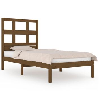 Estructura De Cama Madera Maciza Pino Marrón Miel 100x200 Cm Vidaxl