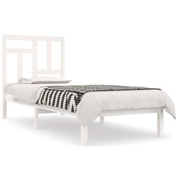 Estructura De Cama Madera Maciza Individual Blanco 75x190 Cm Vidaxl