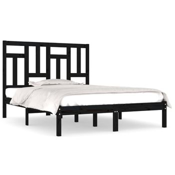 Estructura De Cama De Madera Maciza De Pino Negro 200x200 Cm Vidaxl