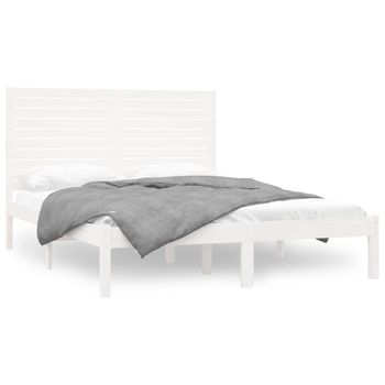 Estructura De Cama Madera Maciza Blanca King Size 150x200 Cm Vidaxl