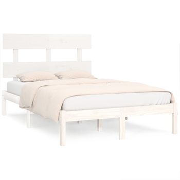 Estructura De Cama De Madera Maciza Blanca 135x190 Cm Vidaxl