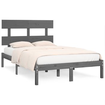 Estructura De Cama De Madera Maciza Pino Gris 160x200 Cm Vidaxl