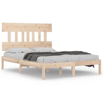 Estructura De Cama De Matrimonio Madera Maciza 135x190 Cm Vidaxl