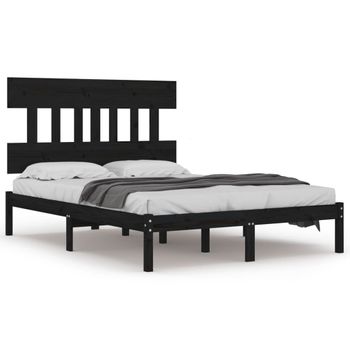 Estructura De Cama Madera Maciza Negra 120x200 Cm Vidaxl