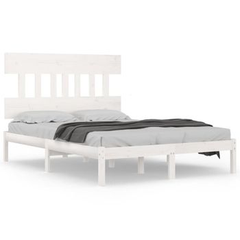 Estructura De Cama De Madera Maciza De Pino Blanca 160x200 Cm Vidaxl