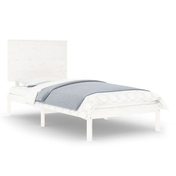 Estructura De Cama Madera Maciza Individual Blanco 75x190 Cm Vidaxl