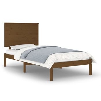 Estructura De Cama Madera Maciza Pino Marrón Miel 100x200 Cm Vidaxl