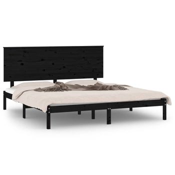 Estructura De Cama De Madera Maciza De Pino Negro 160x200 Cm Vidaxl