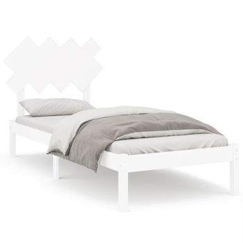 Estructura De Cama Individual De Madera Maciza Blanco 90x190 Cm Vidaxl