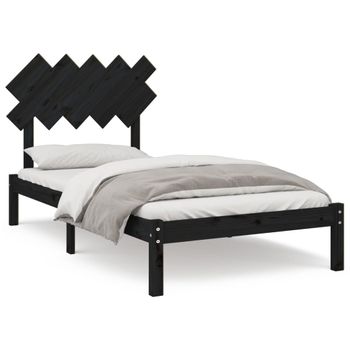 Estructura De Cama De Madera Maciza Negro 100x200 Cm Vidaxl