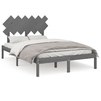 Estructura De Cama De Madera Maciza Gris 120x200 Cm Vidaxl