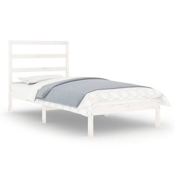 Estructura De Cama Individual Madera Maciza Blanco 90x190 Cm Vidaxl