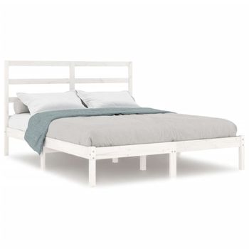 Estructura De Cama Doble Pequeña Madera Maciza Blanca 120x190cm Vidaxl