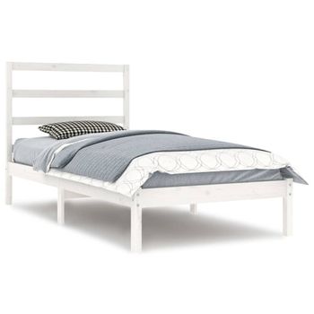 Estructura De Cama Madera Maciza De Pino Blanca 90x200 Cm Vidaxl