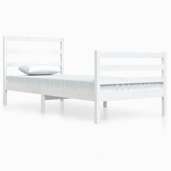 Estructura De Cama Madera Maciza De Pino Blanca 90x200 Cm Vidaxl