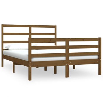 Estructura Cama Madera Maciza Marrón Miel King Size 150x200 Cm Vidaxl