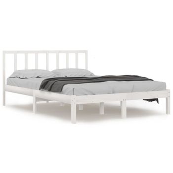 Estructura De Cama De Madera Maciza De Pino Blanca 140x200 Cm Vidaxl