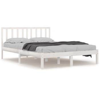 Estructura De Cama Madera Maciza Blanco Super King 180x200 Cm Vidaxl