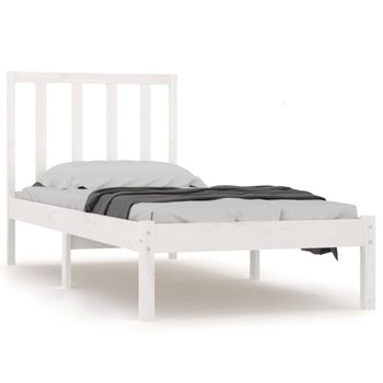 Estructura De Cama Madera Maciza De Pino Blanco 90x190 Cm Vidaxl