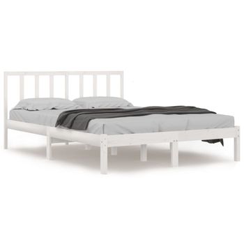 Estructura De Cama Madera Maciza Pino Blanco 120x190 Cm Vidaxl