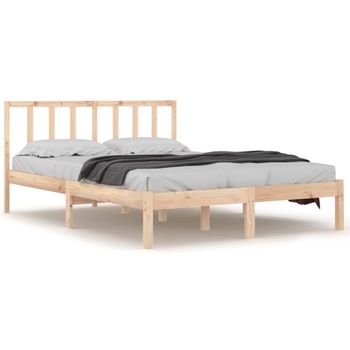 Estructura De Cama De Madera Maciza De Pino 140x190 Cm Vidaxl