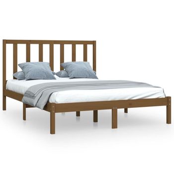 Estructura de cama de madera maciza doble 4FT6 135x190 cm