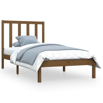 Estructura De Cama Madera Maciza Pino Marrón Miel 100x200 Cm Vidaxl