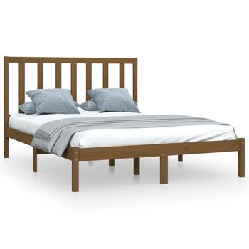 Estructura De Cama Madera Maciza De Pino Marrón Miel 120x200 Cm Vidaxl