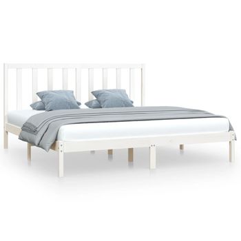 Estructura De Cama Madera Maciza De Pino Blanco 200x200 Cm Vidaxl