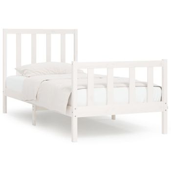 Estructura De Cama Individual Madera Maciza Blanco 90x190 Cm Vidaxl