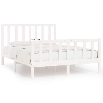 Estructura De Cama Doble Pequeña Madera Maciza Blanca 120x190cm Vidaxl