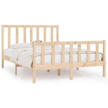 Cama Moderno Estructura de Cama para adulto madera maciza pino doble 135x190  cm ES39983A