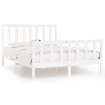 Estructura De Cama De Madera Maciza Blanca 140x190 Cm Vidaxl