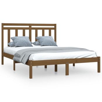 Estructura De Cama Madera Maciza De Pino Marrón Miel 120x200 Cm Vidaxl