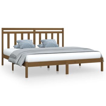 Estructura De Cama Madera Maciza De Pino Marrón Miel 200x200 Cm Vidaxl