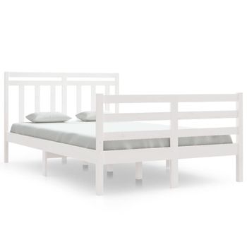 Estructura De Cama Doble Pequeña Madera Maciza Blanca 120x190cm Vidaxl