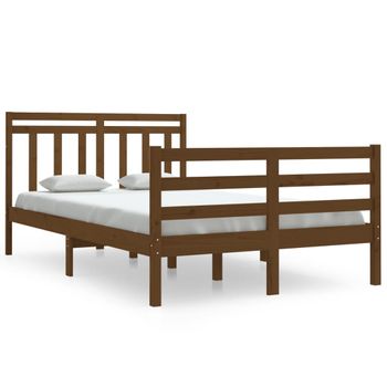 Estructura De Cama Doble Madera Maciza Marrón Miel 120x190 Cm Vidaxl