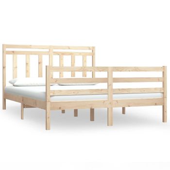 Estructura De Cama De Matrimonio Madera Maciza 135x190 Cm Vidaxl