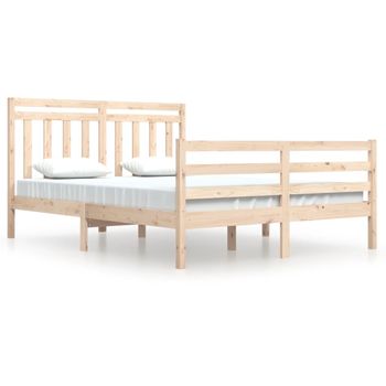 Estructura De Cama Madera Maciza 140x200 Cm Vidaxl